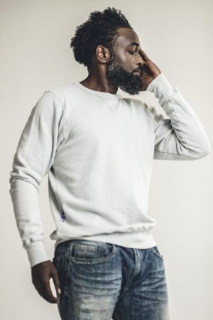 Blank Men's Crew in Dusty Blue - French Terry, Pullover, Long Sleeve Crewneck