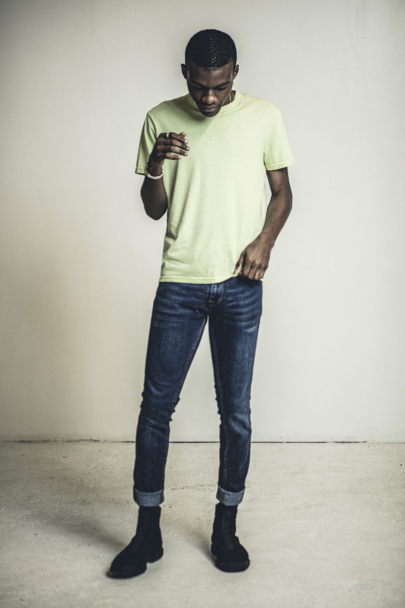 Blank Men's Tee in Mint - Pima Cotton, Garment Dyed Crew Neck Tee