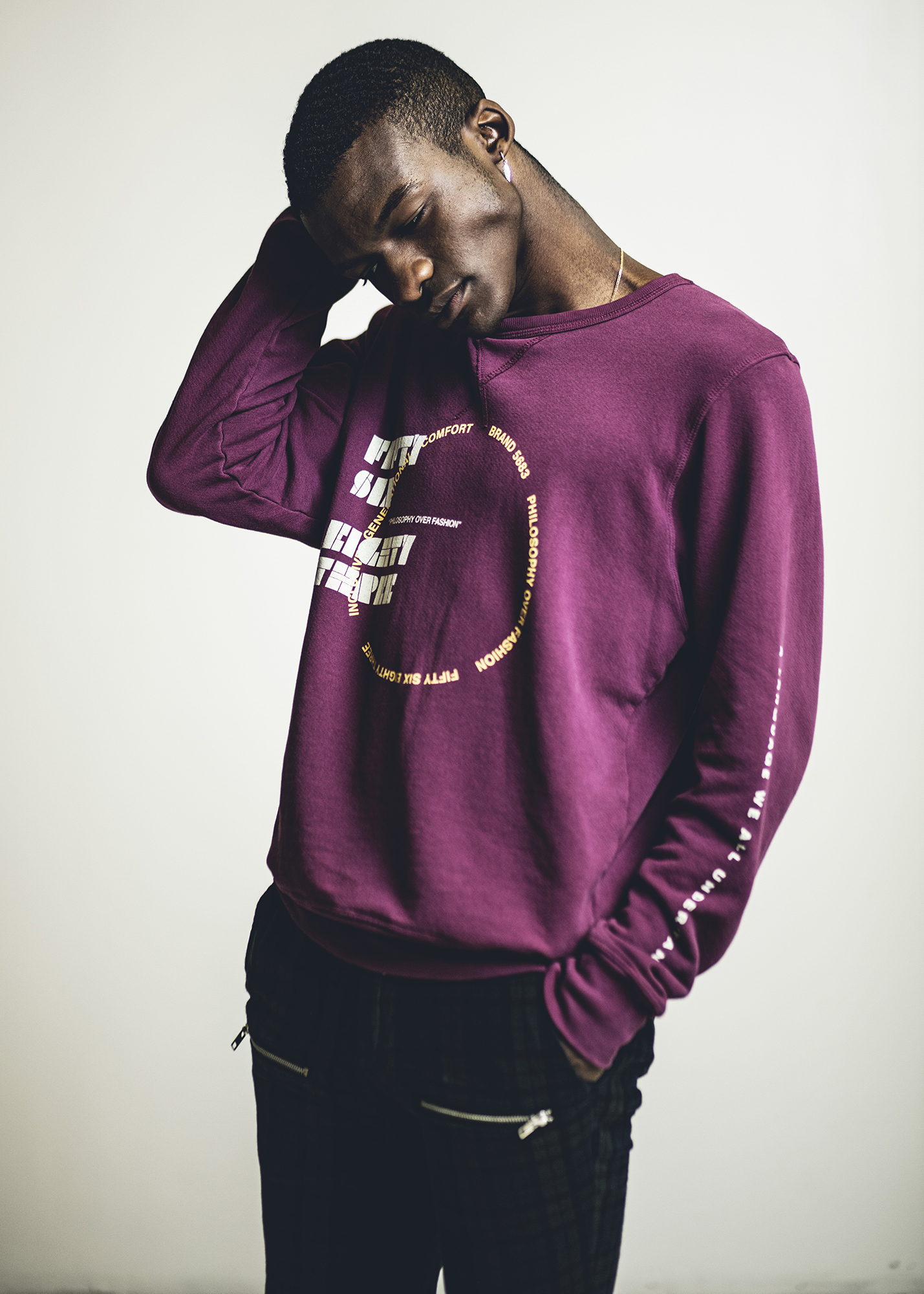 “Love All Around” Unisex Crew - Abstract Ethos on Men’s Joy French Terry, Pullover, Long Sleeve Crewneck
