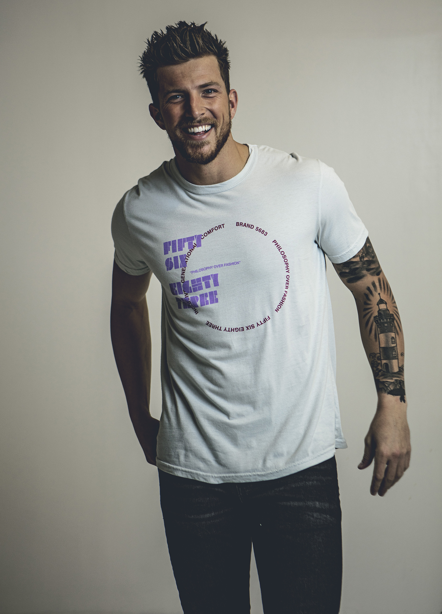 “Love All Around” Men's Tee - Abstract Ethos on Pima Cotton, Garment Dyed Crew Neck Tee