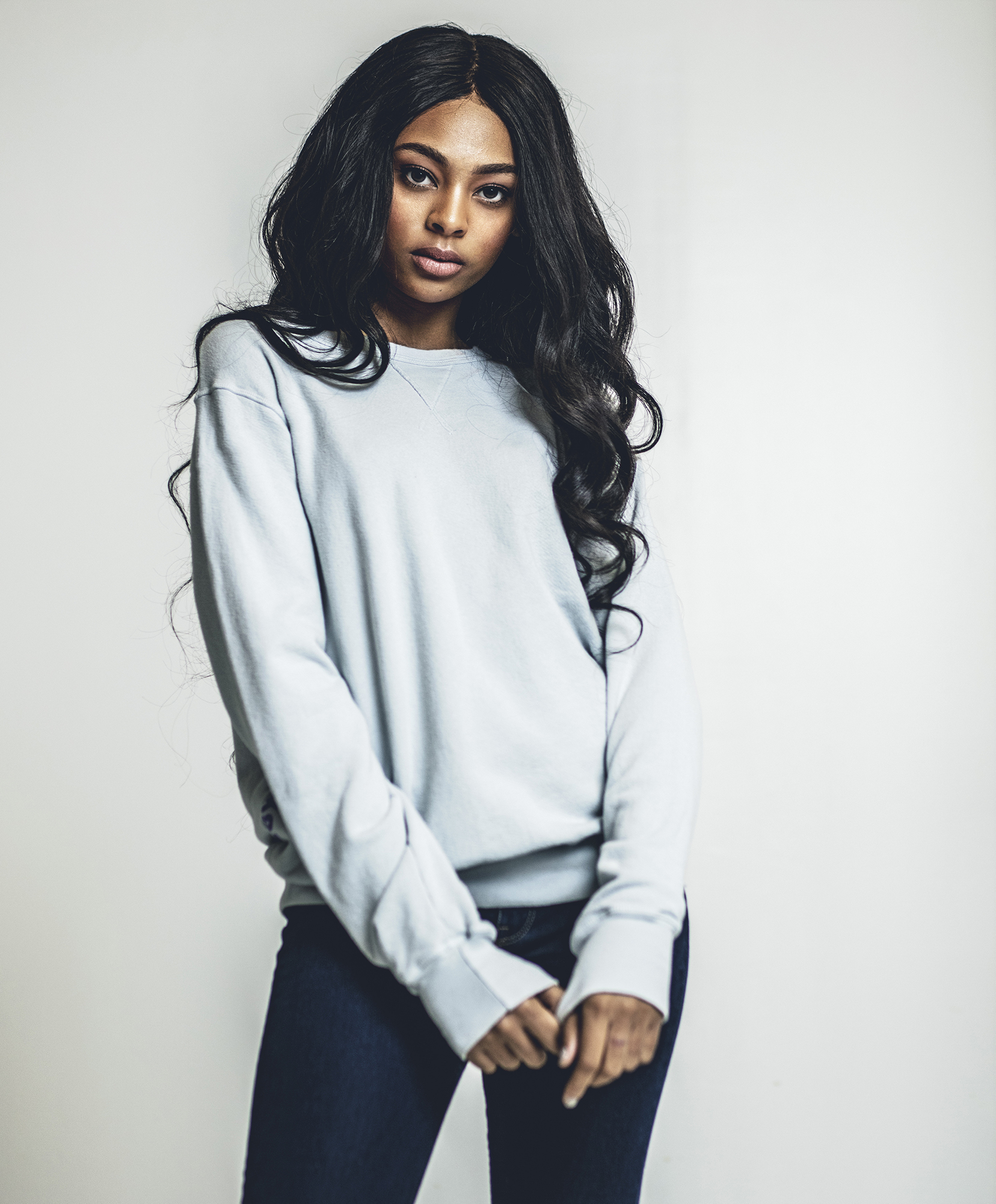 Blank Unisex Crew in Dusty Blue - French Terry, Pullover, Long Sleeve Crewneck